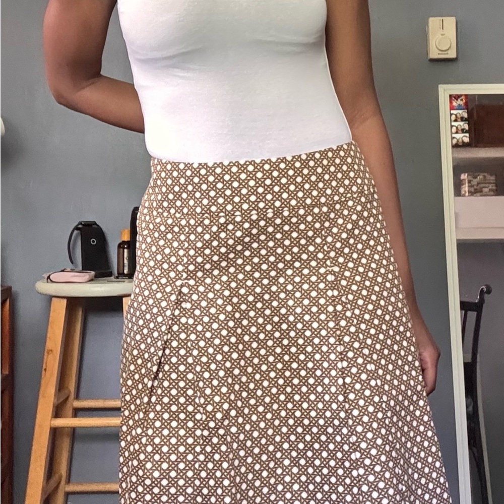 Talbots Cream Midi A-Line Skirt with Pleats